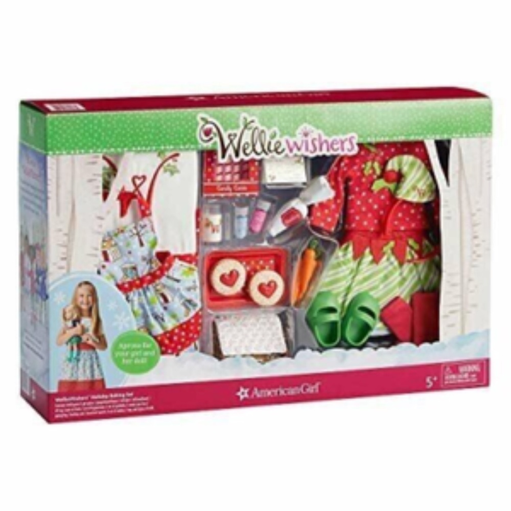 American Girl Wellie Wishers Holiday Baking Elf Outfit Apron Gift Set